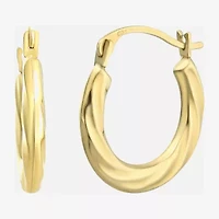 Womens 14K Gold 15mm Round Hoop Earrings