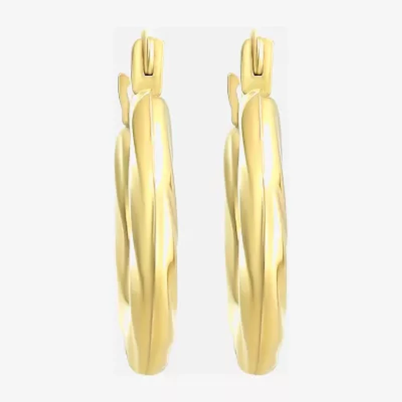 Womens 14K Gold 15mm Round Hoop Earrings