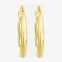 Womens 14K Gold 15mm Round Hoop Earrings