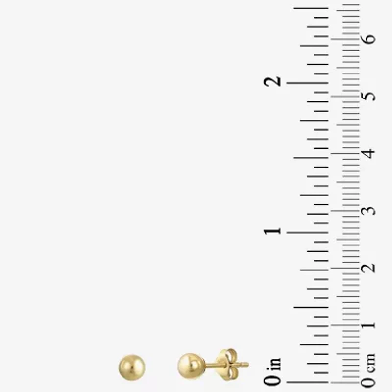 Womens Cubic Zirconia 14K Gold Ball Round 3 Pair Earring Set