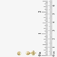 Womens Cubic Zirconia 14K Gold Ball Round 3 Pair Earring Set