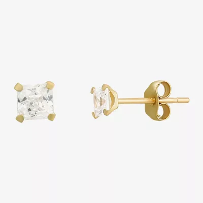 Womens Cubic Zirconia 14K Gold Ball Round 3 Pair Earring Set