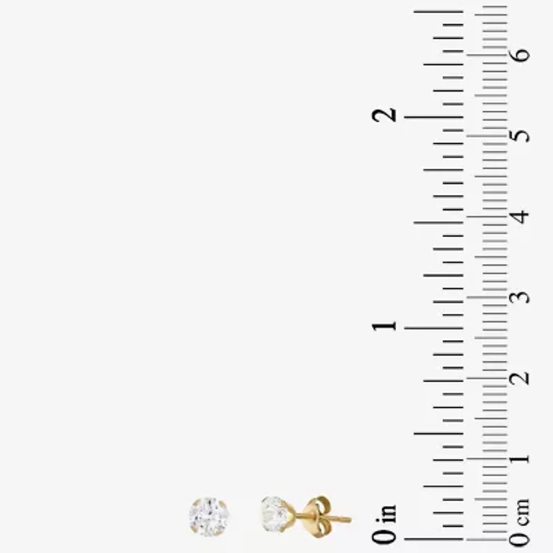 Womens Cubic Zirconia 14K Gold Ball Round 3 Pair Earring Set