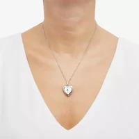 Mother-of-Pearl Heart & Cross Locket Pendant Necklace