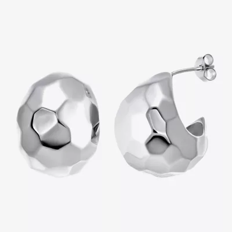 Womens Cubic Zirconia Sterling Silver 23mm Round Hoop Earrings
