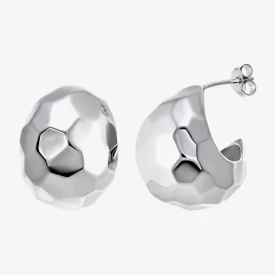 Womens Cubic Zirconia Sterling Silver 23mm Round Hoop Earrings
