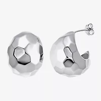 Womens Cubic Zirconia Sterling Silver 23mm Round Hoop Earrings