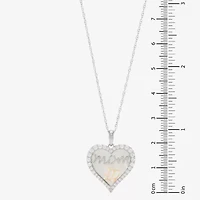 Womens White Mother Of Pearl Sterling Silver Heart 18 Inch Pendant Necklace