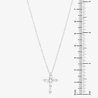 Diamonart Womens White Cubic Zirconia Sterling Silver Cross 18 Inch Pendant Necklace