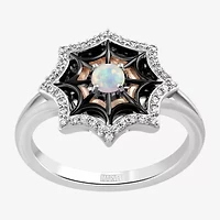 Marvel Fine Jewelry Womens 1/8 CT. T.W. Lab Created White Opal 14K Rose Gold Over Silver Spiderman Cocktail Ring
