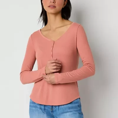 a.n.a Womens Long Sleeve Henley Shirt