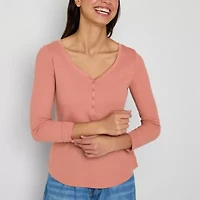 a.n.a Womens Long Sleeve Henley Shirt