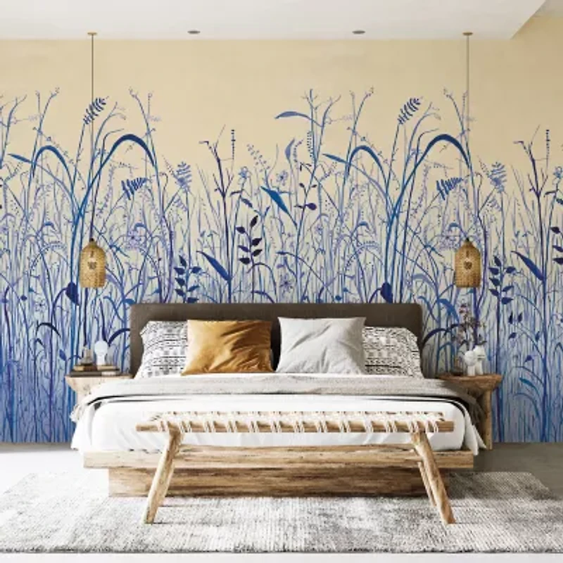 Tempaper June Grass Indigo Mural Wallpaper
