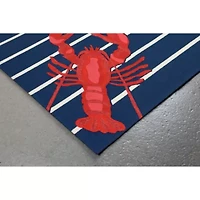Liora Manne Frontporch Lobster On Stripes Animal Hand Tufted Indoor Outdoor Rectangular Accent Rug