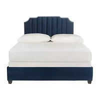 Streep Velveteen Vertical Channel Stitched Upholstered  Bed