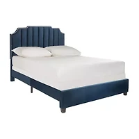 Streep Velveteen Vertical Channel Stitched Upholstered  Bed