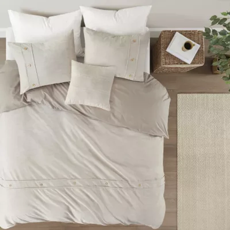 Madison Park Blakely 5 Piece Organic Cotton Oversized Comforter Set with Removable Insert