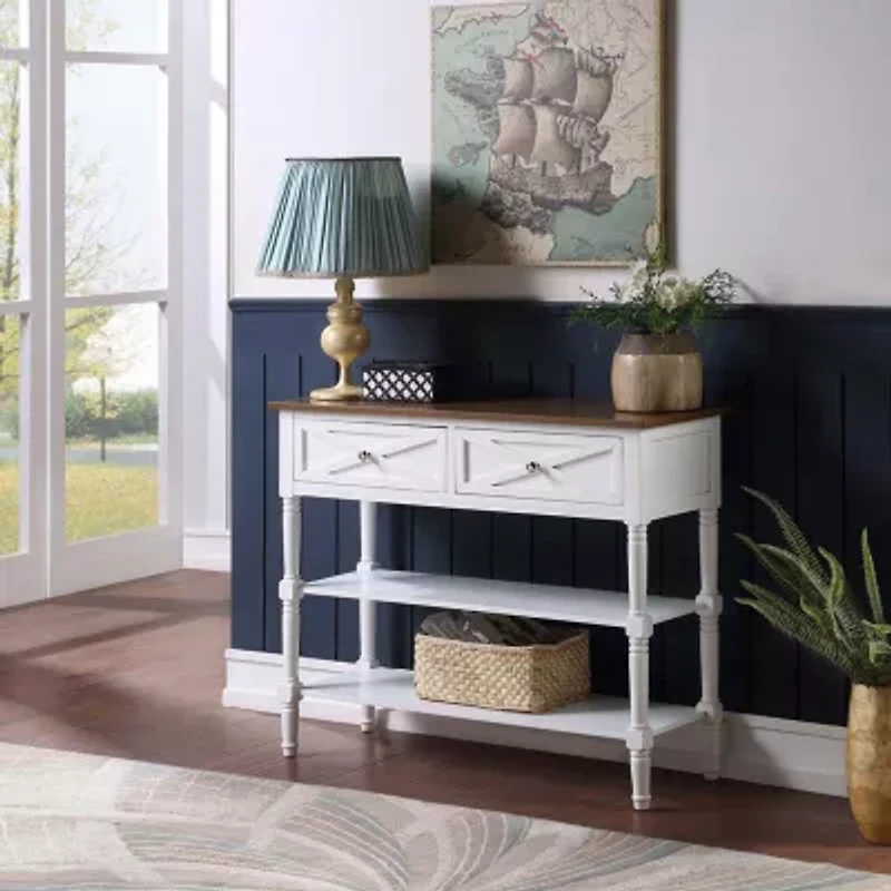 Country Living Room Collection 2-Drawer Console Table