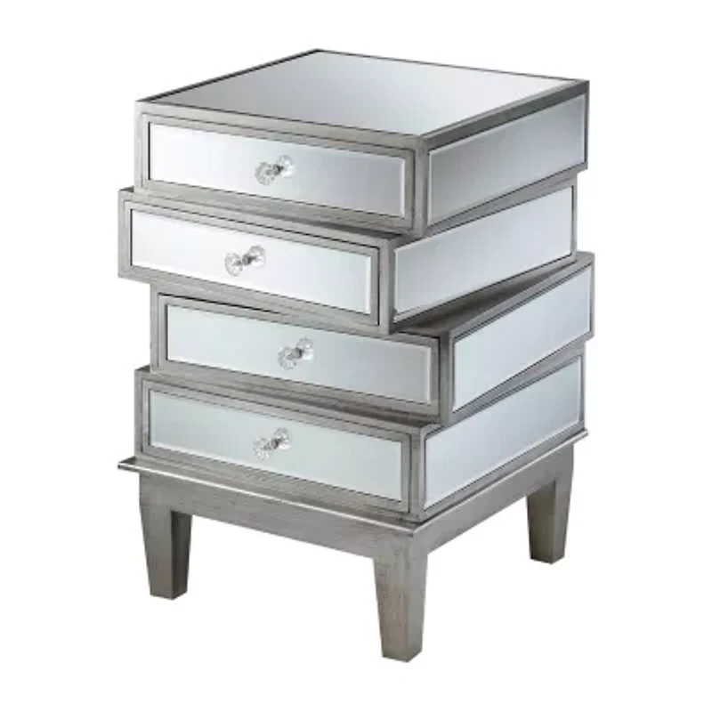 Gold Coast Living Room Collection Mirrored 4-Drawer End Table