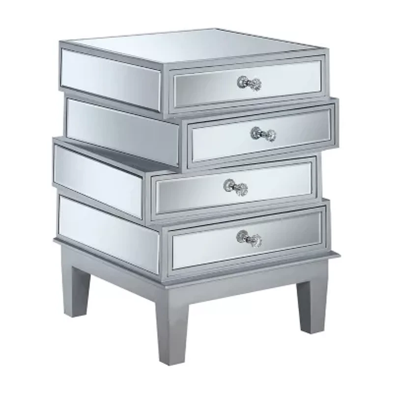 Gold Coast Living Room Collection Mirrored 4-Drawer End Table