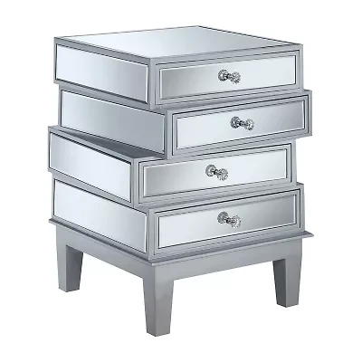 Gold Coast Living Room Collection Mirrored 4-Drawer End Table