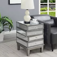 Gold Coast Living Room Collection Mirrored 4-Drawer End Table