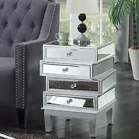 Gold Coast Living Room Collection Mirrored 4-Drawer End Table