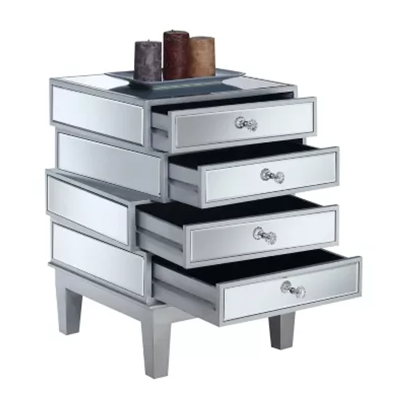 Gold Coast Living Room Collection Mirrored 4-Drawer End Table