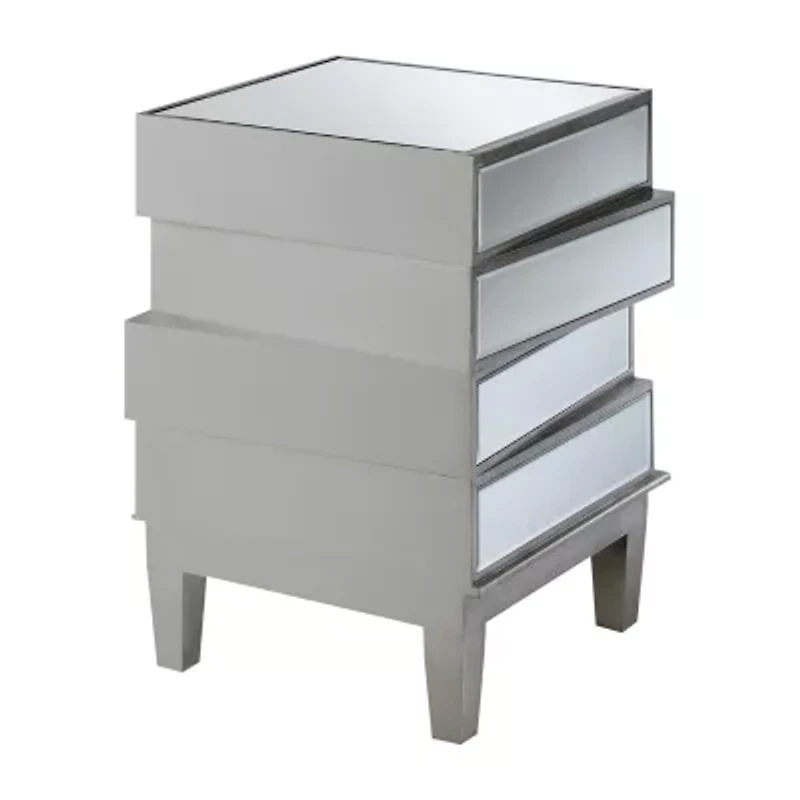 Gold Coast Living Room Collection Mirrored 4-Drawer End Table