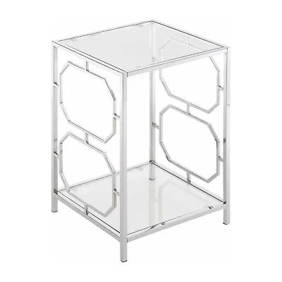 Omega Living Room Collection Storage Glass End Table