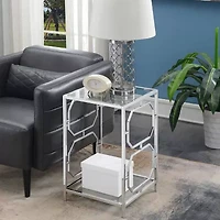 Omega Living Room Collection Storage Glass End Table