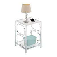 Omega Living Room Collection Storage Glass End Table