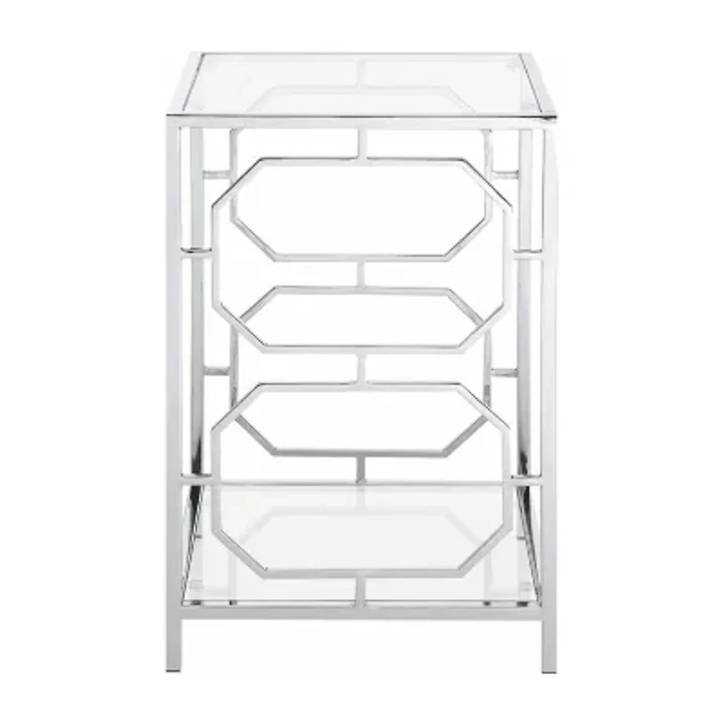 Omega Living Room Collection Storage Glass End Table