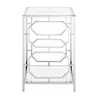 Omega Living Room Collection Storage Glass End Table