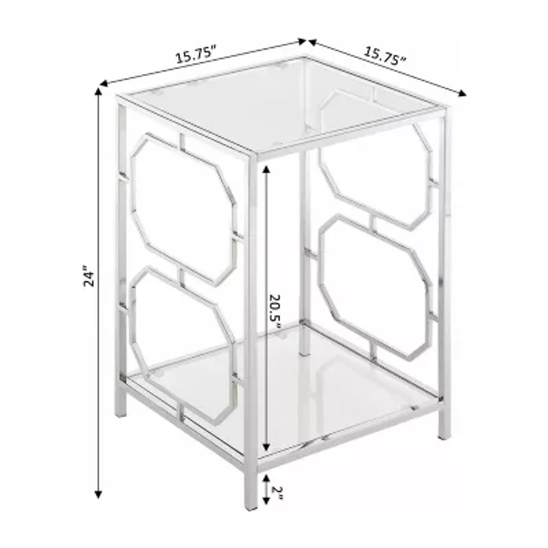 Omega Living Room Collection Storage Glass End Table