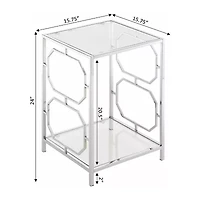 Omega Living Room Collection Storage Glass End Table
