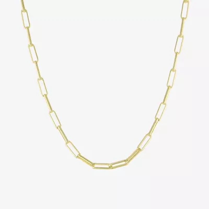 Silver Reflections 24K Gold Over Brass Paperclip Chain Necklace