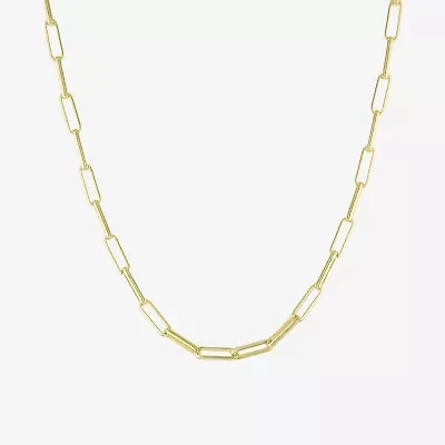Silver Reflections 24K Gold Over Brass Paperclip Chain Necklace