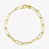 Silver Reflections 24K Gold Over Brass 7.5 Inch Paperclip Chain Bracelet