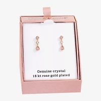 Sparkle Allure Womens Pink Crystal 18K Rose Gold Over Brass Drop Earrings