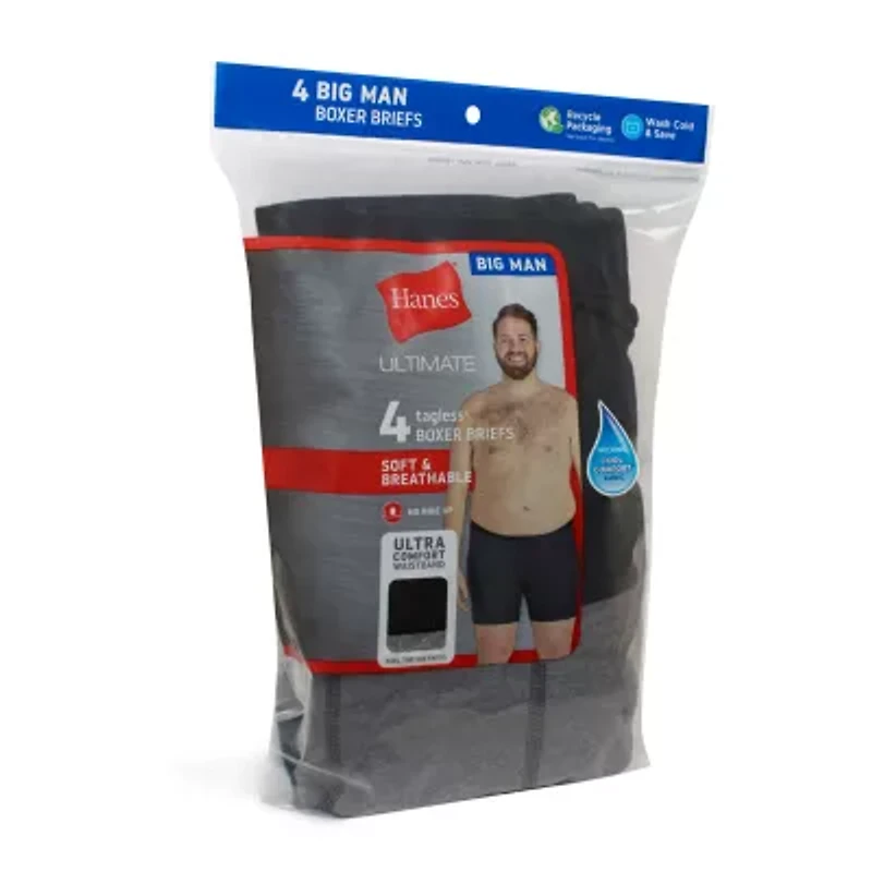 Hanes Mens Big and Tall 4 Pack Boxer Briefs 7701b4
