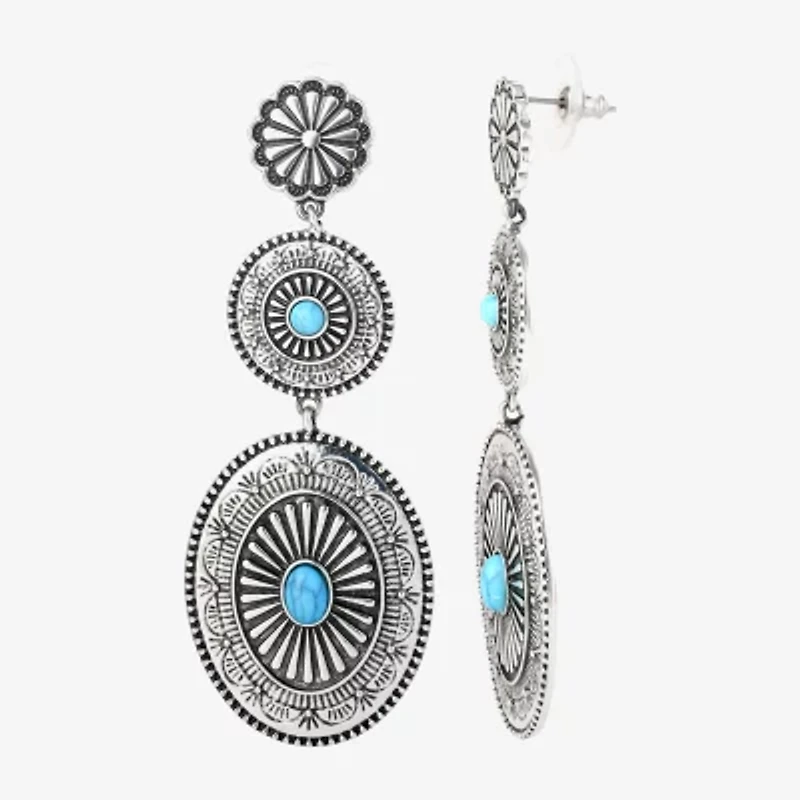 JS Jessica Simpson Womens Turquoise Turquoise Drop Earrings