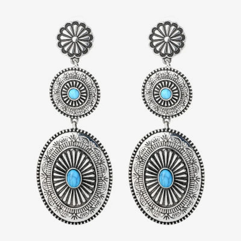 JS Jessica Simpson Womens Turquoise Turquoise Drop Earrings