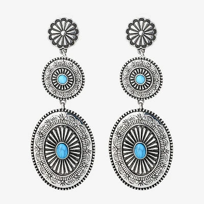 JS Jessica Simpson Womens Turquoise Turquoise Drop Earrings