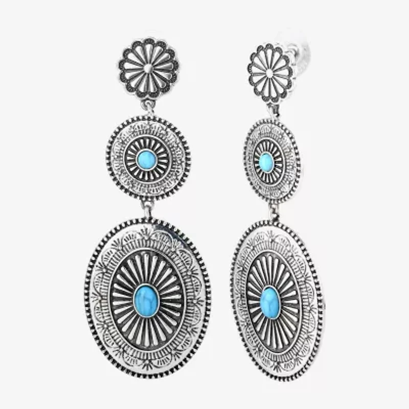 JS Jessica Simpson Womens Turquoise Turquoise Drop Earrings