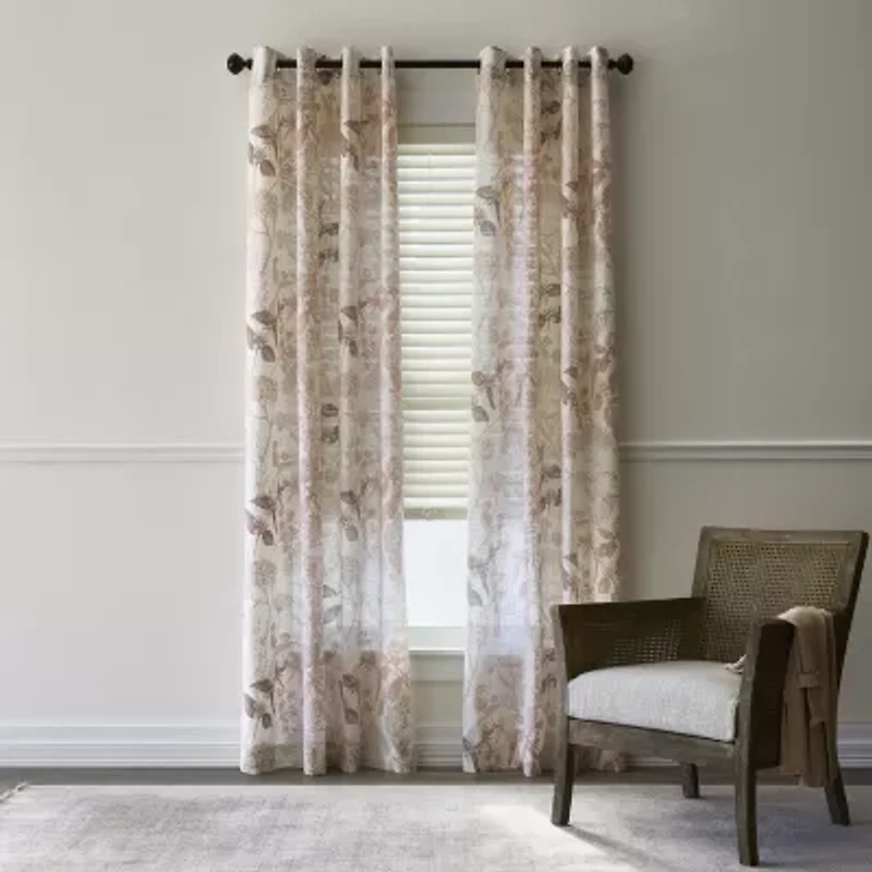 Fieldcrest Arden Garden Grommet Top Sheer Single Curtain Panel