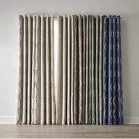Max Blackout Lindley Linen Blend Embroidered Grommet Top 100% Single Curtain Panel