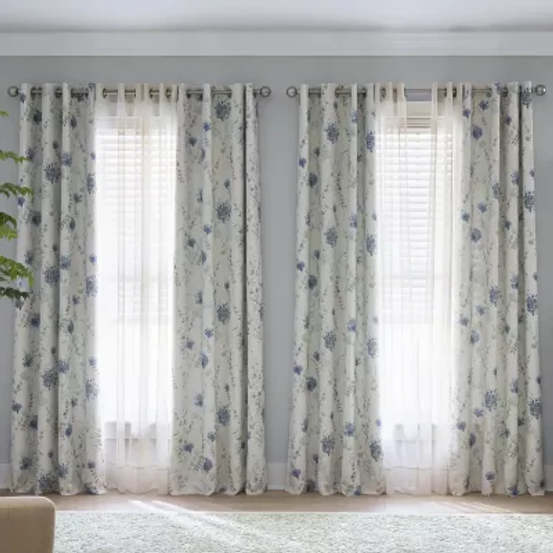 Martha Stewart Westchester Print Grommet Top Blackout Single Curtain Panel