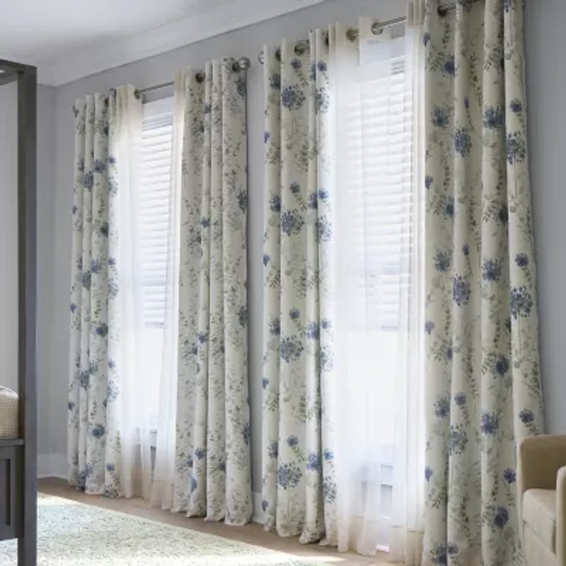 Martha Stewart Westchester Print Grommet Top Blackout Single Curtain Panel