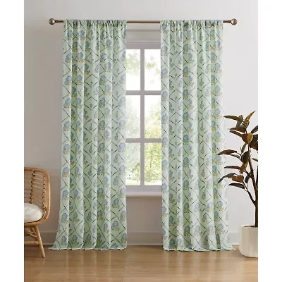 Brooklyn Loom Olivia Floral Rod Pocket Light-Filtering Set of 2 Curtain Panel
